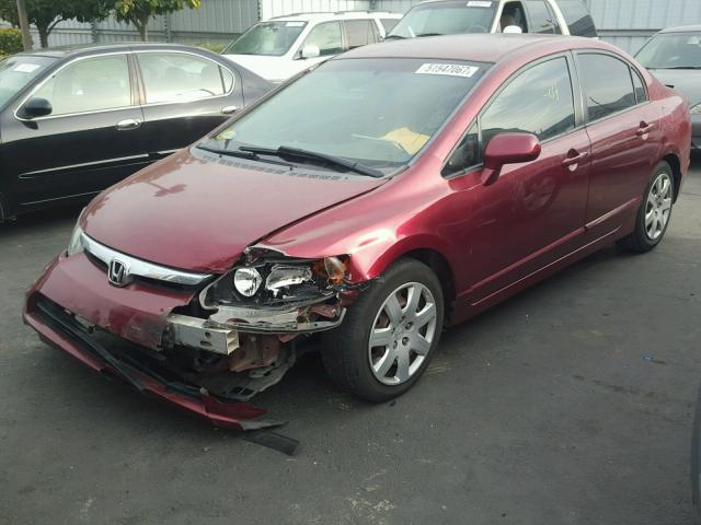 1HGFA16577L123742 - 2007 HONDA CIVIC LX RED photo 2