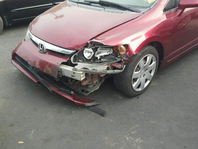 1HGFA16577L123742 - 2007 HONDA CIVIC LX RED photo 9