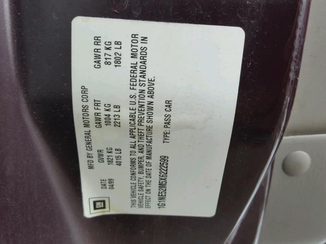 1G1NE52M5X6222599 - 1999 CHEVROLET MALIBU LS Bənövşəyi foto 10