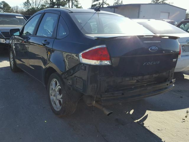 1FAHP35N28W243733 - 2008 FORD FOCUS SE BLACK photo 3