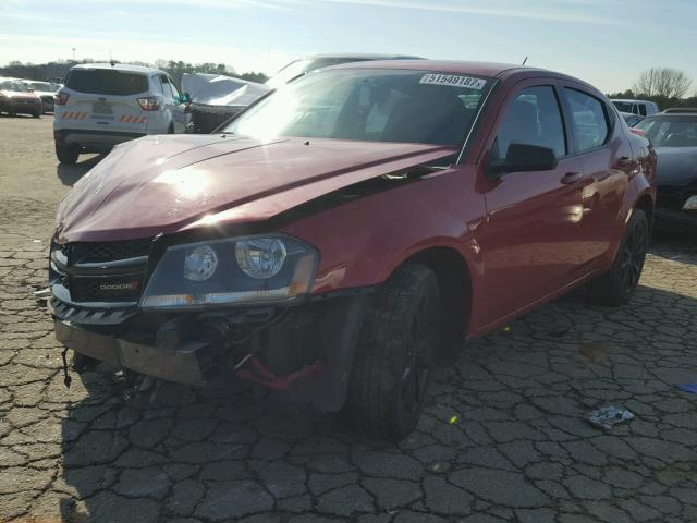 1C3CDZABXEN227779 - 2014 DODGE AVENGER SE RED photo 2