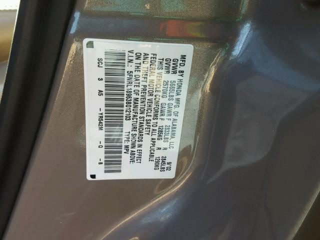 5FNRL18963B012103 - 2003 HONDA ODYSSEY EX GOLD photo 10