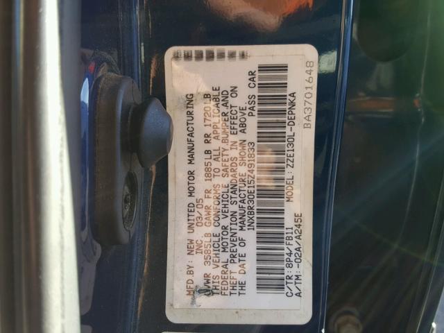 1NXBR30E15Z491833 - 2005 TOYOTA COROLLA CE BLUE photo 10