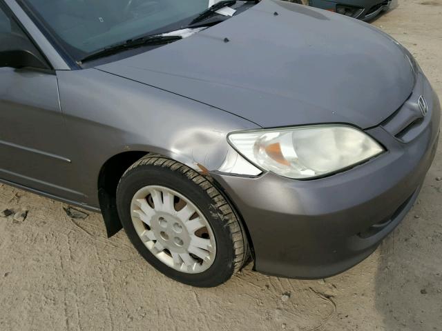 2HGES16564H530551 - 2004 HONDA CIVIC LX GRAY photo 9