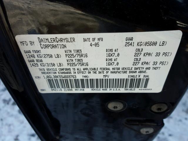 1J8GL38K55W669763 - 2005 JEEP LIBERTY RE 黑色 照片 10