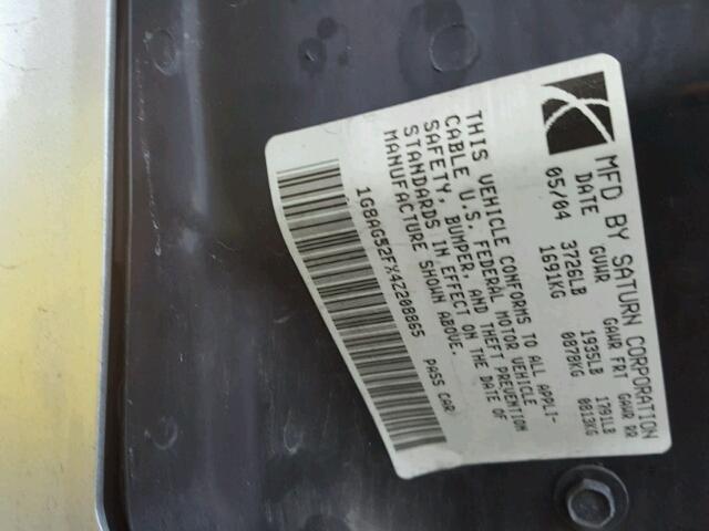 1G8AG52FX4Z208865 - 2004 SATURN ION LEVEL 银色 照片 10