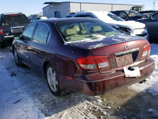 JNKDA31AX2T012499 - 2002 INFINITI I35 BURGUNDY photo 3