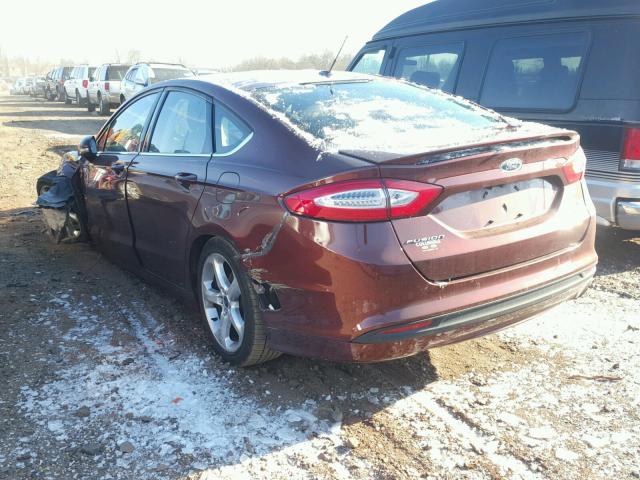 3FA6P0HD5GR335820 - 2016 FORD FUSION SE MAROON photo 3