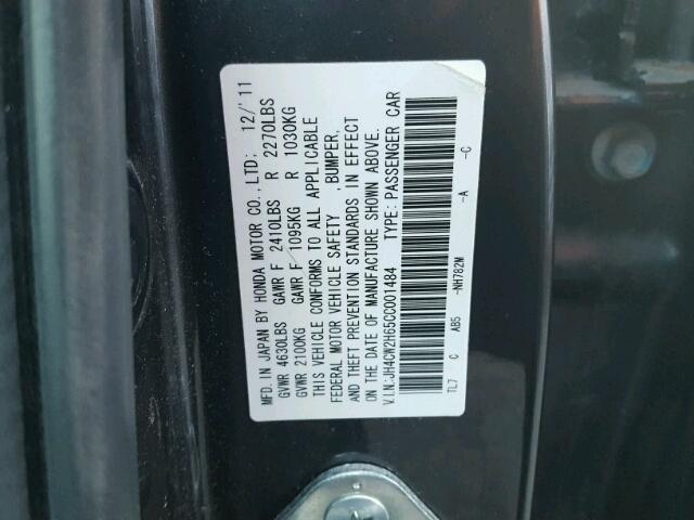 JH4CW2H65CC001484 - 2012 ACURA TSX TECH GRAY photo 10
