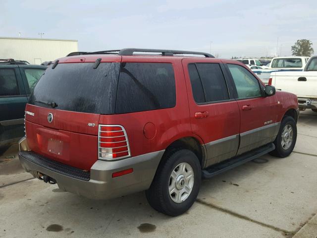 4M2ZU86E82ZJ28993 - 2002 MERCURY MOUNTAINEE RED photo 4