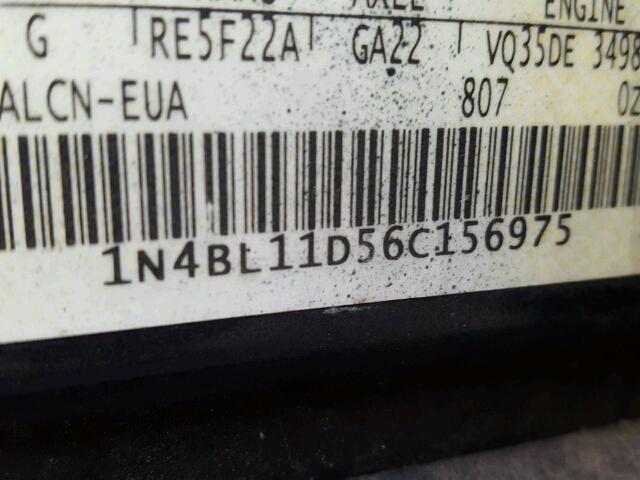 1N4BL11D56C156975 - 2006 NISSAN ALTIMA SE BLUE photo 10