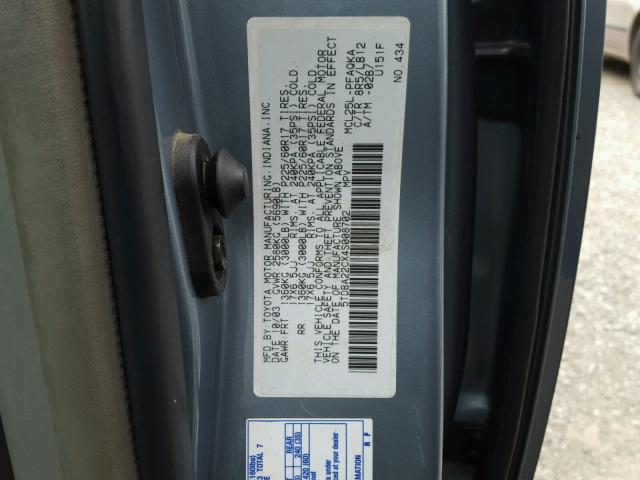 5TDBA22CX4S008702 - 2004 TOYOTA SIENNA XLE BLUE photo 10