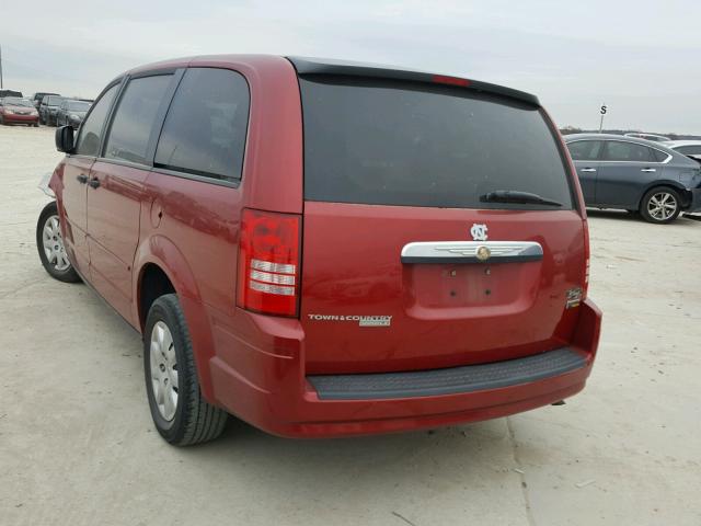 2A8HR44HX8R605606 - 2008 CHRYSLER TOWN & COU BURGUNDY photo 3