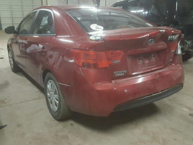 KNAFU4A28B5394923 - 2011 KIA FORTE EX RED photo 3