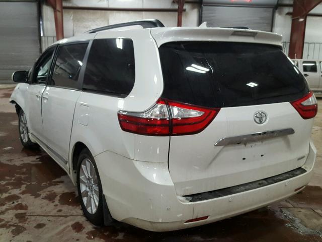 5TDYK3DC0FS527285 - 2015 TOYOTA SIENNA XLE WHITE photo 3