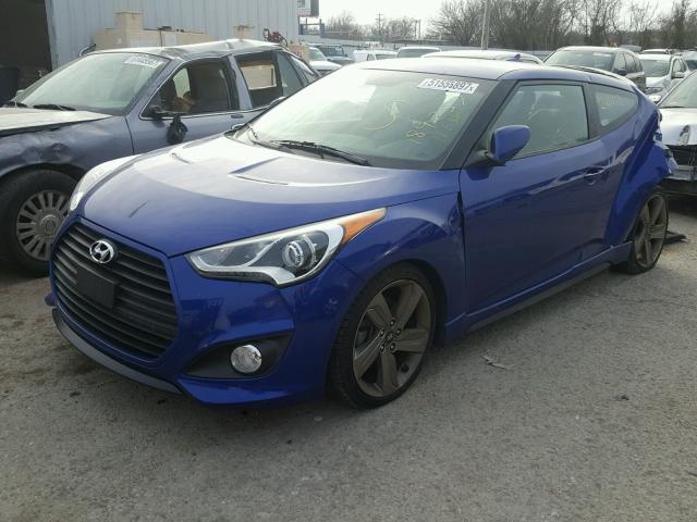 KMHTC6AE9EU184237 - 2014 HYUNDAI VELOSTER T BLUE photo 2