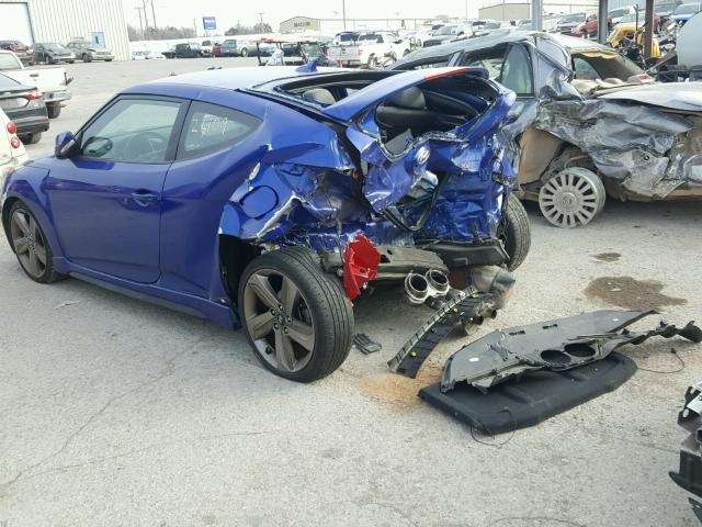 KMHTC6AE9EU184237 - 2014 HYUNDAI VELOSTER T BLUE photo 3