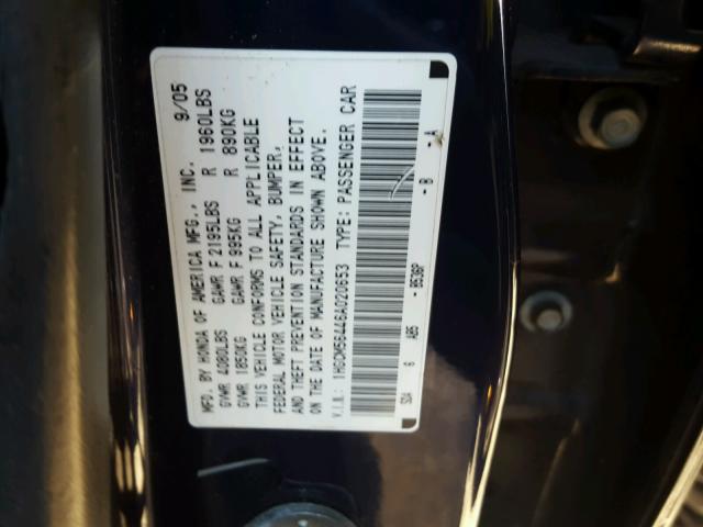 1HGCM56446A020653 - 2006 HONDA ACCORD LX BLUE photo 10