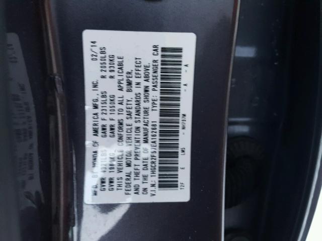 1HGCR2F57EA162681 - 2014 HONDA ACCORD SPO GRAY photo 10