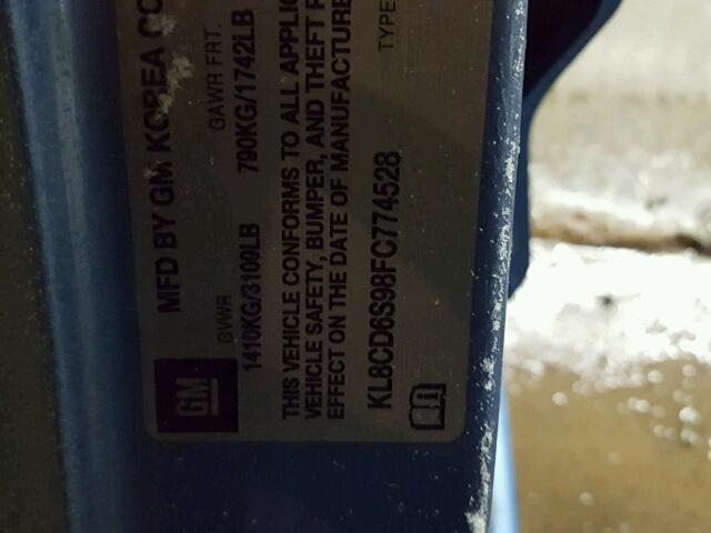 KL8CD6S98FC774528 - 2015 CHEVROLET SPARK 1LT Синий фото 10