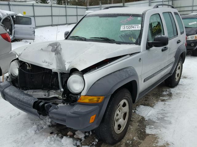 1J4GL48K35W518377 - 2005 JEEP LIBERTY SP GRAY photo 2