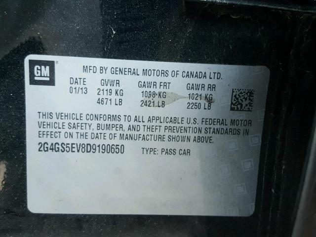 2G4GS5EV8D9190650 - 2013 BUICK REGAL PREM BLACK photo 10