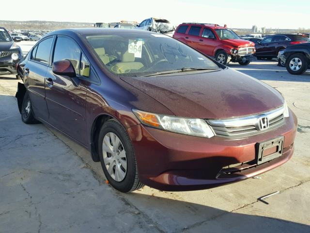 19XFB2F52CE080416 - 2012 HONDA CIVIC LX MAROON photo 1