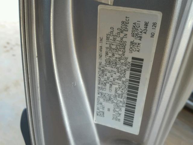 5TBRT34122S255793 - 2002 TOYOTA TUNDRA ACC SILVER photo 10