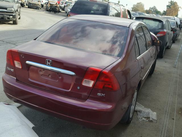 2HGES26792H573222 - 2002 HONDA CIVIC EX BURGUNDY photo 4