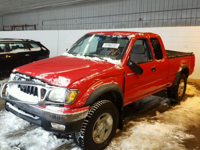 5TEWM72N62Z047259 - 2002 TOYOTA TACOMA XTR RED photo 2