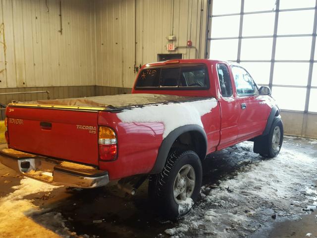 5TEWM72N62Z047259 - 2002 TOYOTA TACOMA XTR RED photo 4