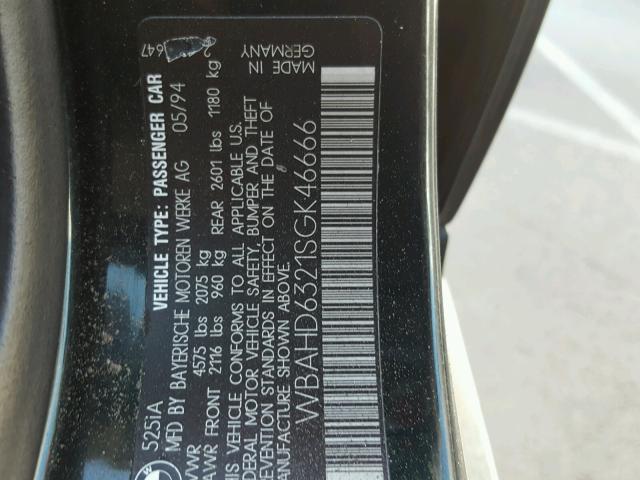 WBAHD6321SGK46666 - 1995 BMW 525I AUTOM GREEN photo 10