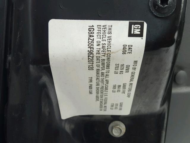 1G8AZ55F96Z207120 - 2006 SATURN ION LEVEL BLACK photo 10