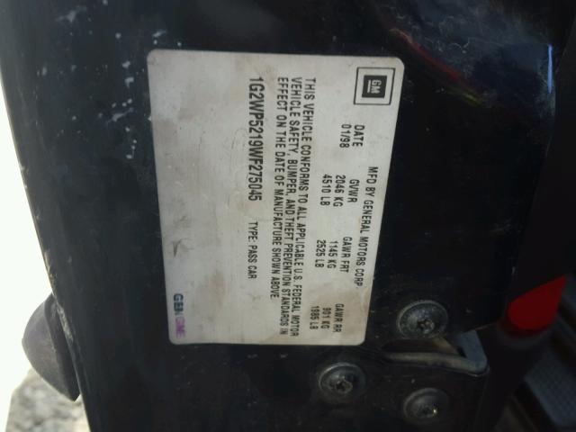 1G2WP5219WF275045 - 1998 PONTIAC GRAND PRIX შავი ფოტო 10