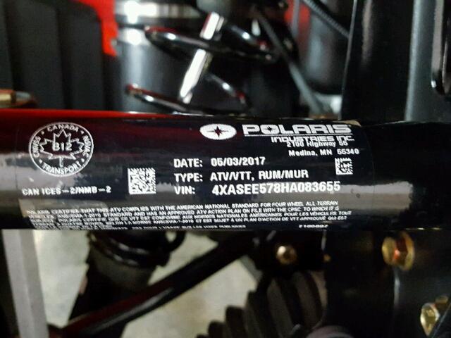 4XASEE578HA083655 - 2017 POLARIS SPORTSMAN 红色 照片 18