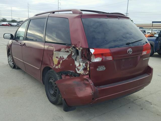 5TDZA23C34S025192 - 2004 TOYOTA SIENNA CE MAROON photo 3