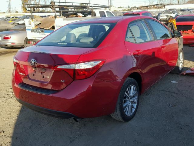 5YFBURHE6FP243764 - 2015 TOYOTA COROLLA L RED photo 4