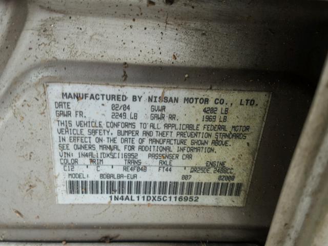 1N4AL11DX5C116952 - 2005 NISSAN ALTIMA S TAN photo 10