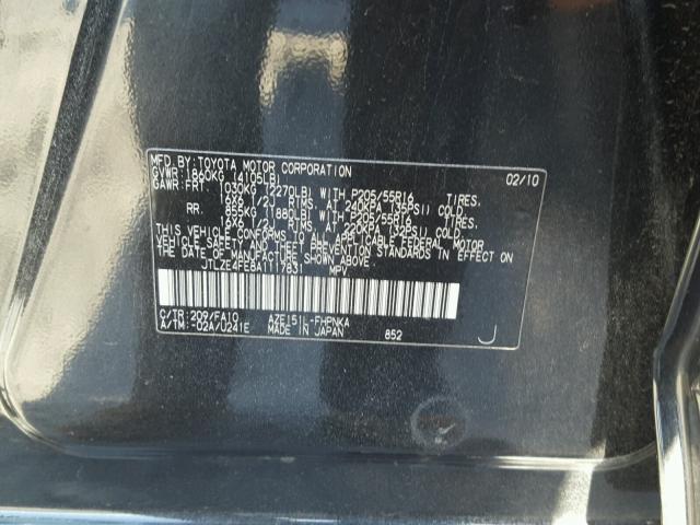 JTLZE4FE8A1117831 - 2010 TOYOTA SCION XB BLACK photo 10