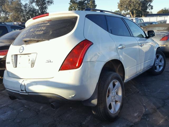 JN8AZ08T65W326189 - 2005 NISSAN MURANO SL WHITE photo 4