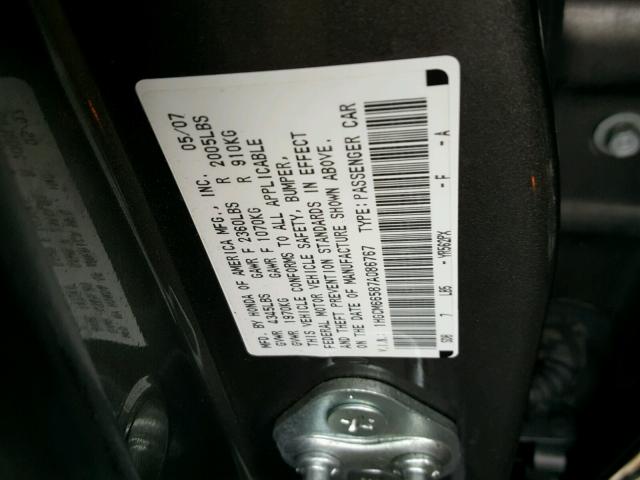 1HGCM66587A086767 - 2007 HONDA ACCORD EX BROWN photo 10