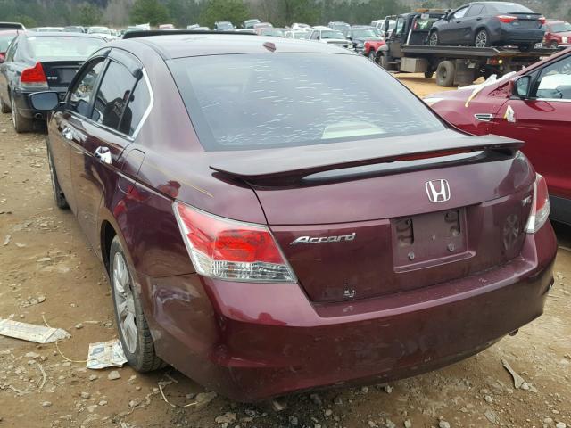 1HGCP36828A031314 - 2008 HONDA ACCORD EXL MAROON photo 3