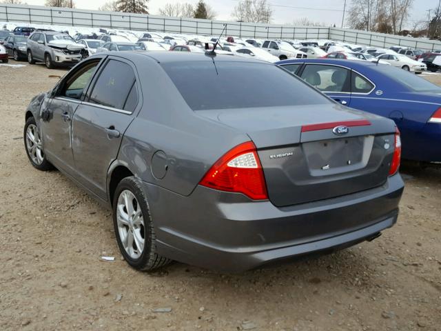 3FAHP0HA2CR414791 - 2012 FORD FUSION SE GRAY photo 3