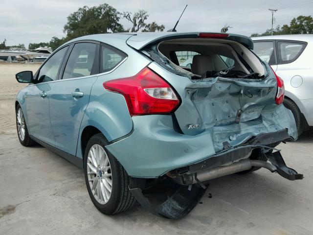 1FAHP3M27CL303796 - 2012 FORD FOCUS SEL BLUE photo 3