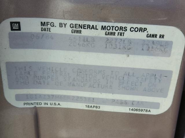 1G1AZ37H6ER225381 - 1984 CHEVROLET MONTE CARL GOLD photo 10