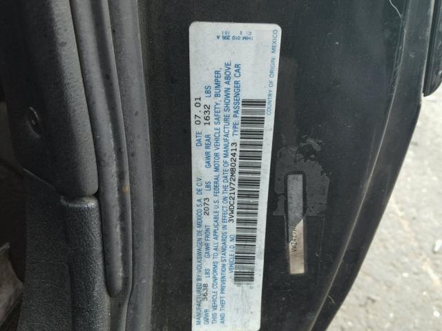 3VWDC21V72M802413 - 2002 VOLKSWAGEN CABRIO GLX 黑色 照片 10