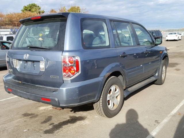 2HKYF18126H523083 - 2006 HONDA PILOT LX BLUE photo 4