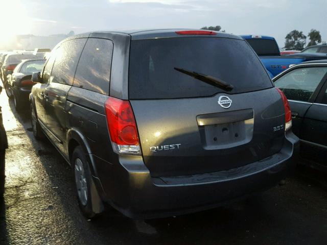 5N1BV28U44N317328 - 2004 NISSAN QUEST S GRAY photo 3