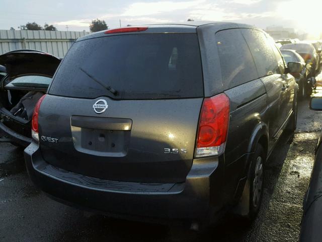 5N1BV28U44N317328 - 2004 NISSAN QUEST S GRAY photo 4