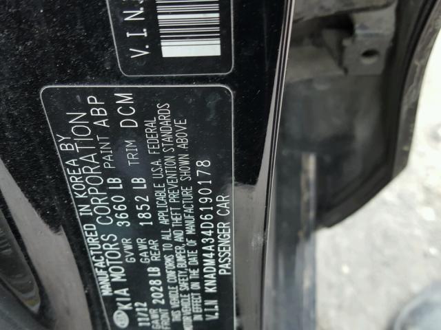 KNADM4A34D6190178 - 2013 KIA RIO LX BLACK photo 10